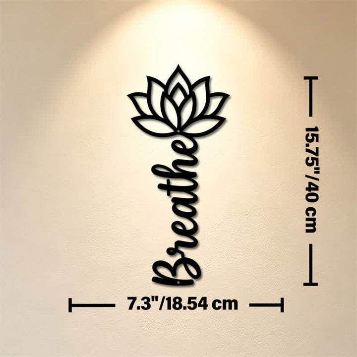 Buddha Stones Lotus Breathe, nouveaux départs, art mural vertical en fer forgé, symboles significatifs - Dimensions approximatives : 18,54 cm x 40 cm x 0,1 cm / 7,30 po x 15,75 po x 0,04 po - image 8