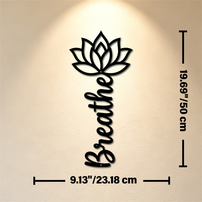 Buddha Stones Lotus Breathe, nouveaux départs, art mural vertical en fer forgé, symboles significatifs - Dimensions approximatives : 23,18 cm x 50 cm x 0,12 cm / 9,13 po x 19,69 po x 0,05 po - image 9