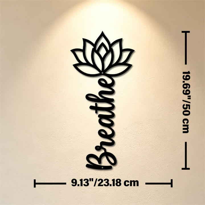 Buddha Stones Lotus Breathe, nouveaux départs, art mural vertical en fer forgé, symboles significatifs - Dimensions approximatives : 23,18 cm x 50 cm x 0,12 cm / 9,13 po x 19,69 po x 0,05 po - image 9