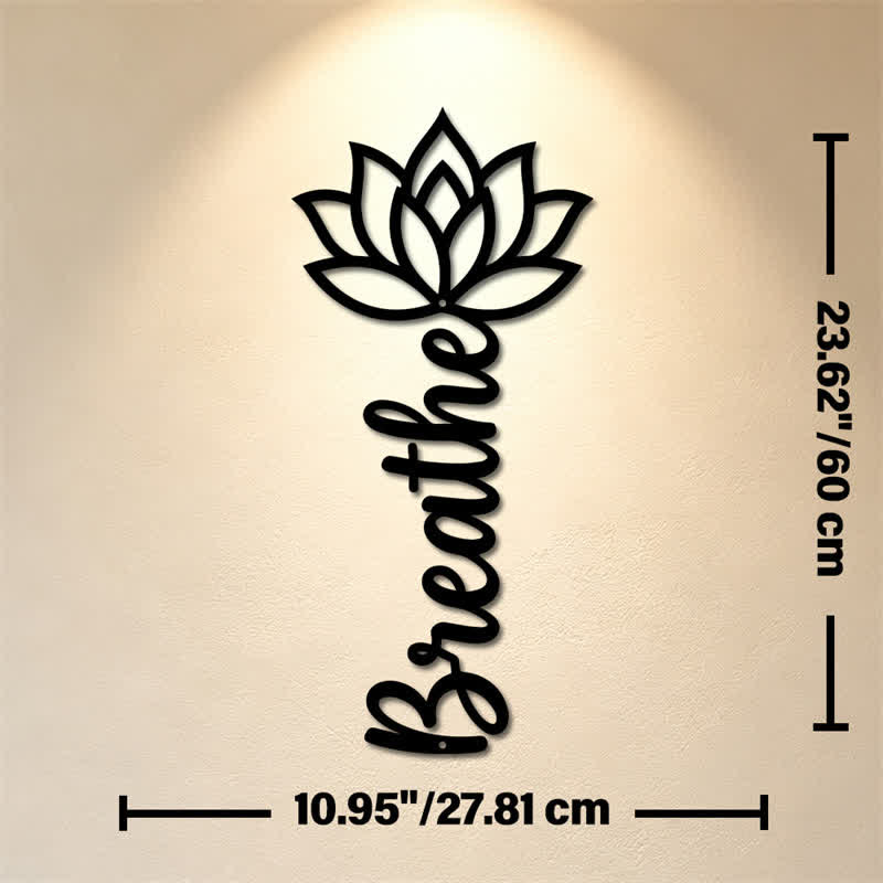 Buddha Stones Lotus Breathe, nouveaux départs, art mural vertical en fer forgé, symboles significatifs - Dimensions approximatives : 27,81 cm x 60 cm x 0,12 cm / 10,95 po x 23,62 po x 0,05 po - image 10