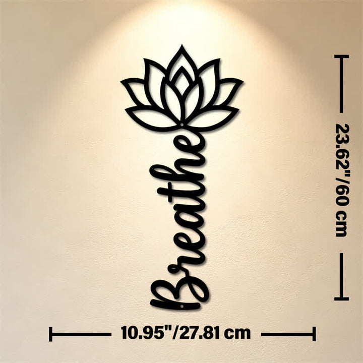 Buddha Stones Lotus Breathe, nouveaux départs, art mural vertical en fer forgé, symboles significatifs - Dimensions approximatives : 27,81 cm x 60 cm x 0,12 cm / 10,95 po x 23,62 po x 0,05 po - image 10