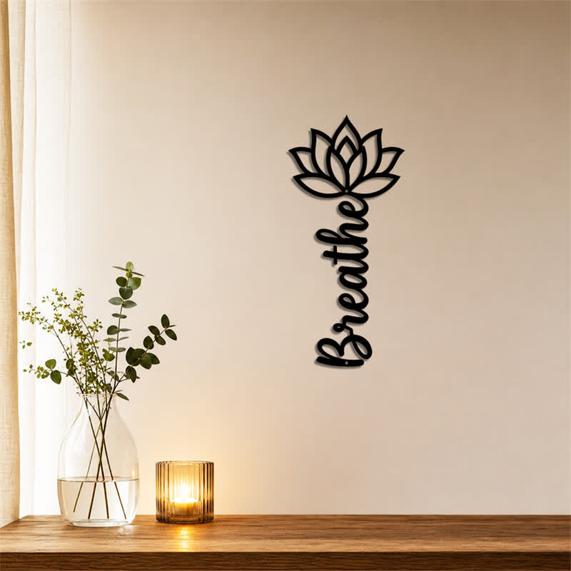 Buddha Stones Lotus Breathe, nouveaux départs, art mural vertical en fer forgé, symboles significatifs - image 3