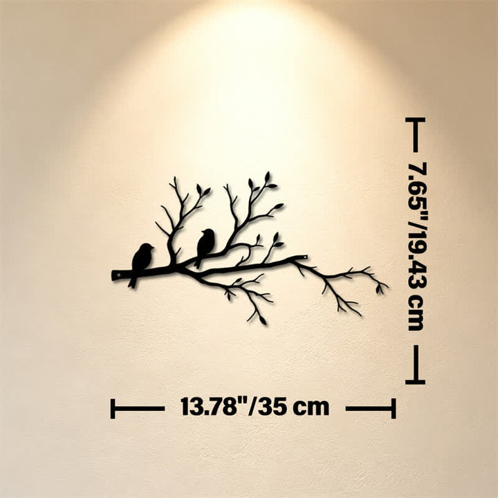 Buddha Stones Silhouette de deux oiseaux sur une branche, en fer forgé, symboles significatifs, décoration murale - Dimensions approximatives : 35 cm x 19,43 cm x 0,1 cm / 13,78 po x 7,65 po x 0,04 po - image 5