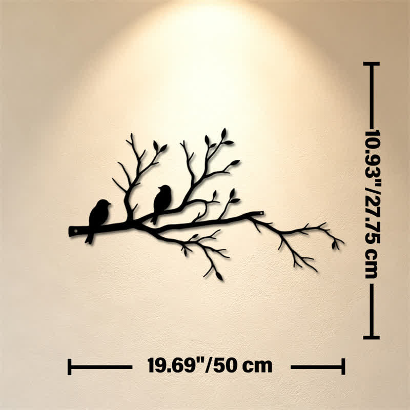 Buddha Stones Silhouette de deux oiseaux sur une branche, en fer forgé, symboles significatifs, décoration murale - Dimensions approximatives : 50 cm x 27,75 cm x 0,12 cm / 19,69 po x 10,93 po x 0,05 po - image 8