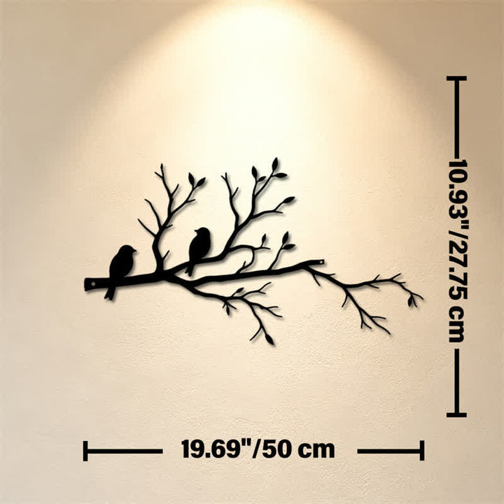 Buddha Stones Silhouette de deux oiseaux sur une branche, en fer forgé, symboles significatifs, décoration murale - Dimensions approximatives : 50 cm x 27,75 cm x 0,12 cm / 19,69 po x 10,93 po x 0,05 po - image 8