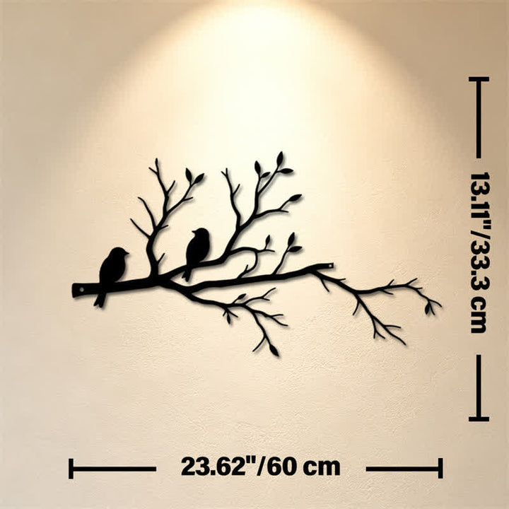 Buddha Stones Silhouette de deux oiseaux sur une branche, en fer forgé, symboles significatifs, décoration murale - Dimensions approximatives : 60 cm x 33,30 cm x 0,12 cm / 23,62 po x 13,11 po x 0,05 po - image 10