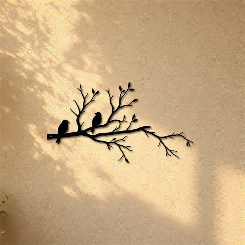 Buddha Stones Silhouette de deux oiseaux sur une branche, en fer forgé, symboles significatifs, décoration murale - image 7