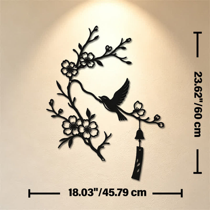 Buddha Stones Décoration murale en fer forgé représentant un oiseau et une branche fleurie, symboles significatifs - Noir - Dimensions approximatives : 45,79 cm x 60 cm x 0,12 cm / 18,03 po x 23,62 po x 0,05 po - image 11