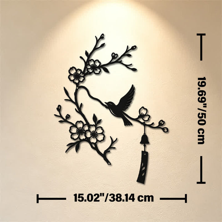 Buddha Stones Décoration murale en fer forgé représentant un oiseau et une branche fleurie, symboles significatifs - Noir - Dimensions approximatives : 38,14 cm x 50 cm x 0,12 cm / 15,02 po x 19,69 po x 0,05 po - image 10