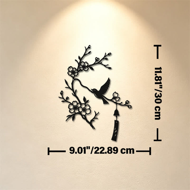 Buddha Stones Décoration murale en fer forgé représentant un oiseau et une branche fleurie, symboles significatifs - Noir - Dimensions approximatives : 22,89 cm x 30 cm x 0,1 cm / 9,01 po x 11,81 po x 0,04 po - image 4