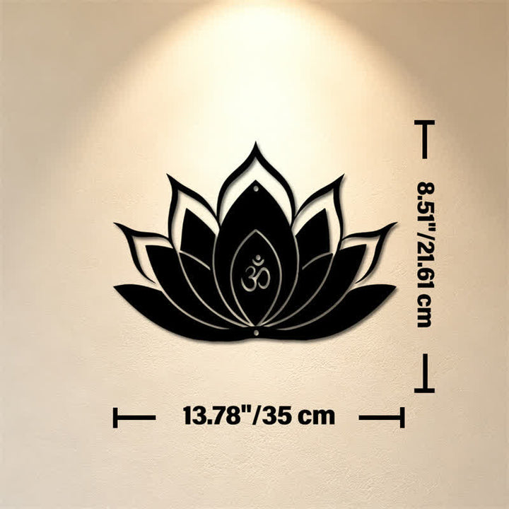Buddha Stones Lotus OM, symbole zen de pleine conscience, silhouette en fer, art mural chargé de sens - Dimensions approximatives : 35 cm x 21,61 cm x 0,1 cm / 13,78 po x 8,51 po x 0,04 po - image 6