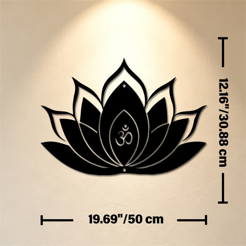 Buddha Stones Lotus OM, symbole zen de pleine conscience, silhouette en fer, art mural chargé de sens - Dimensions approximatives : 50 cm x 30,88 cm x 0,12 cm / 19,69 po x 12,16 po x 0,05 po - image 8