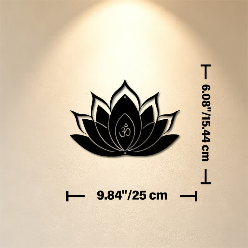 Buddha Stones Lotus OM, symbole zen de pleine conscience, silhouette en fer, art mural chargé de sens - Dimensions approximatives : 25 cm x 15,44 cm x 0,1 cm / 9,84 po x 6,08 po x 0,04 po - image 1