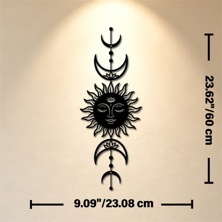 Buddha Stones Tableau mural Boho Soleil et Lune Lotus Intuition Fer Symboles Significatifs - Noir - Dimensions approximatives : 23,08 cm x 60 cm x 0,12 cm / 9,09 po x 23,62 po x 0,05 po - image 9