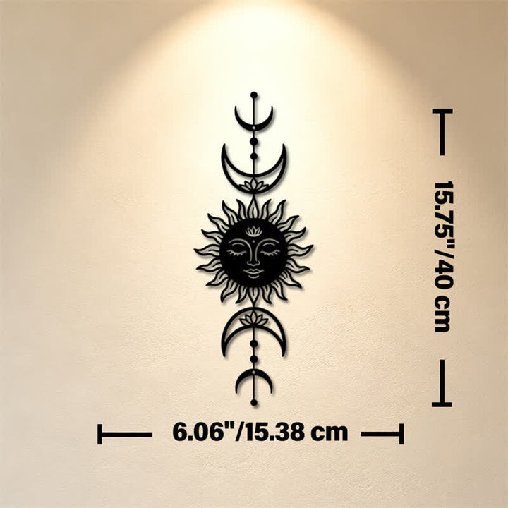 Buddha Stones Tableau mural Boho Soleil et Lune Lotus Intuition Fer Symboles Significatifs - Noir - Dimensions approximatives : 15,38 cm x 40 cm x 0,1 cm / 6,06 po x 15,75 po x 0,04 po - image 7