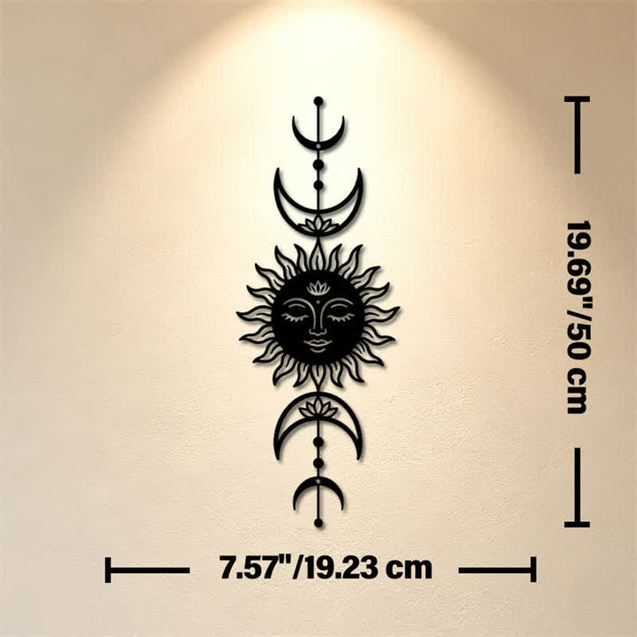 Buddha Stones Tableau mural Boho Soleil et Lune Lotus Intuition Fer Symboles Significatifs - Noir - Dimensions approximatives : 19,23 cm x 50 cm x 0,12 cm / 7,57 po x 19,69 po x 0,05 po - image 8