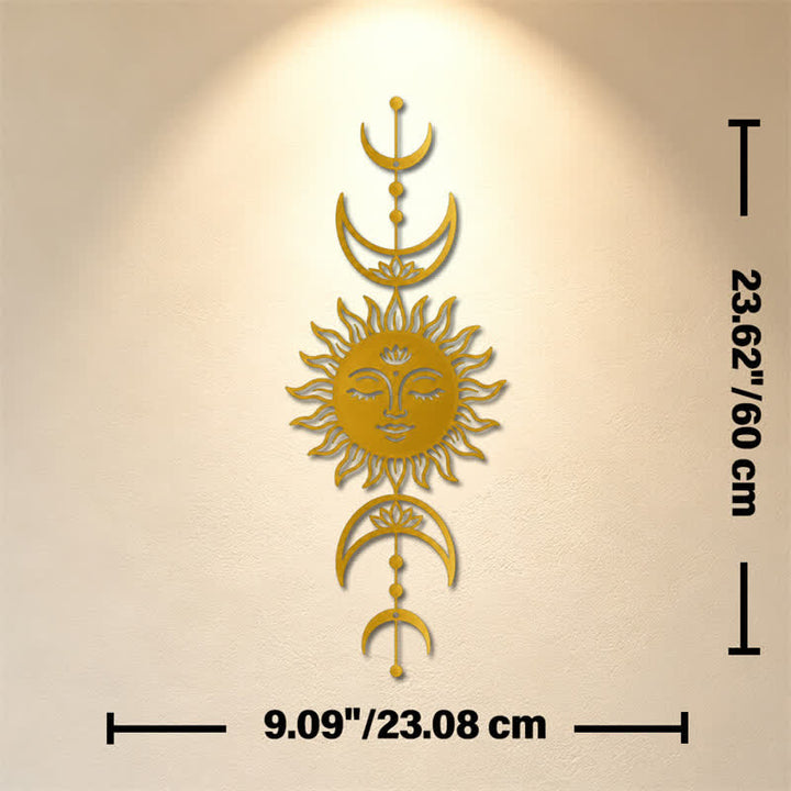 Buddha Stones Tableau mural Boho Soleil et Lune Lotus Intuition Fer Symboles Significatifs - Doré - Dimensions approximatives : 23,08 cm x 60 cm x 0,12 cm / 9,09 po x 23,62 po x 0,05 po - image 22