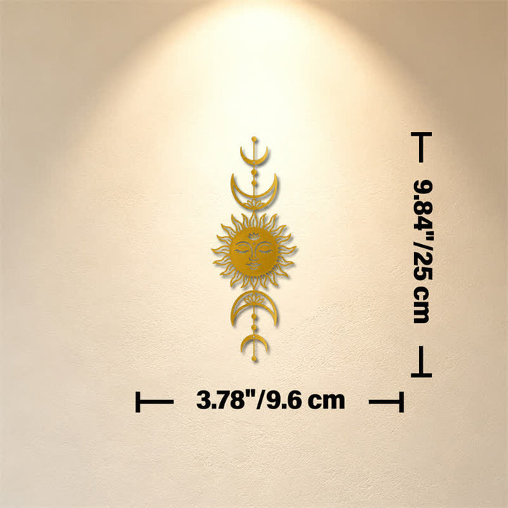 Buddha Stones Tableau mural Boho Soleil et Lune Lotus Intuition Fer Symboles Significatifs - Doré - Dimensions approximatives : 9,60 cm x 25 cm x 0,1 cm / 3,78 po x 9,84 po x 0,04 po - image 14