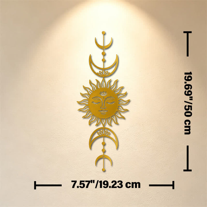 Buddha Stones Tableau mural Boho Soleil et Lune Lotus Intuition Fer Symboles Significatifs - Doré - Dimensions approximatives : 19,23 cm x 50 cm x 0,12 cm / 7,57 po x 19,69 po x 0,05 po - image 21