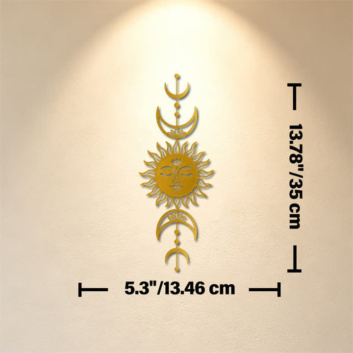 Buddha Stones Tableau mural Boho Soleil et Lune Lotus Intuition Fer Symboles Significatifs - Doré - Dimensions approximatives : 13,46 cm x 35 cm x 0,1 cm / 5,30 po x 13,78 po x 0,04 po - image 18