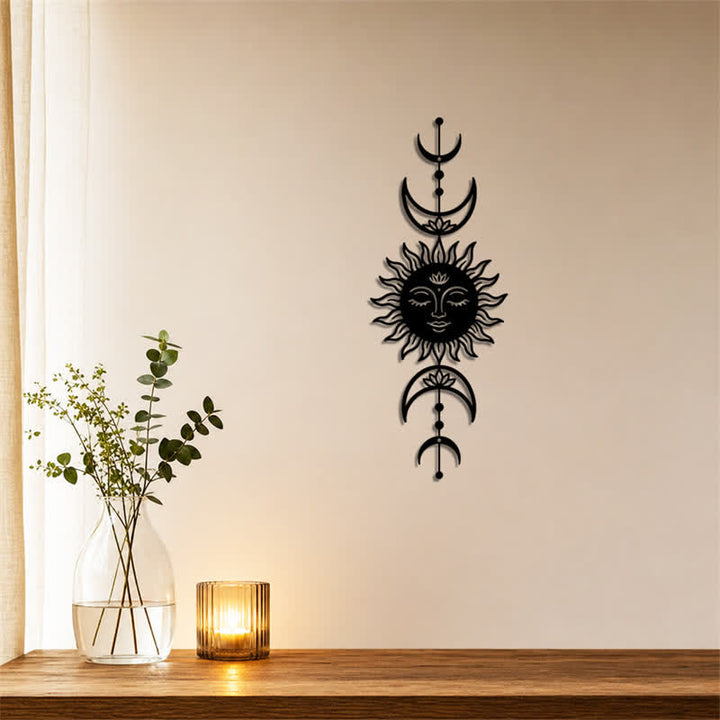 Buddha Stones Tableau mural Boho Soleil et Lune Lotus Intuition Fer Symboles Significatifs - image 3