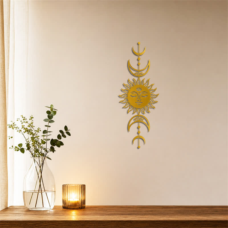 Buddha Stones Tableau mural Boho Soleil et Lune Lotus Intuition Fer Symboles Significatifs - image 15