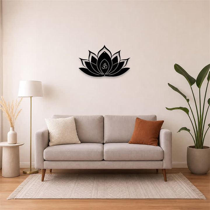 Buddha Stones Lotus OM, symbole zen de pleine conscience, silhouette en fer, art mural chargé de sens - image 11