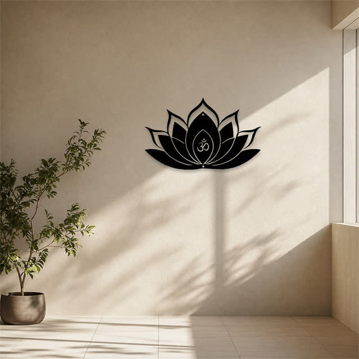 Buddha Stones Lotus OM, symbole zen de pleine conscience, silhouette en fer, art mural chargé de sens - image 9