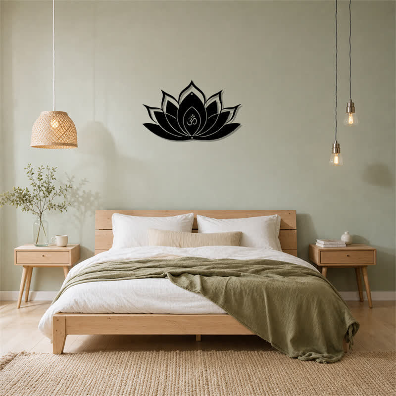 Buddha Stones Lotus OM, symbole zen de pleine conscience, silhouette en fer, art mural chargé de sens - image 13