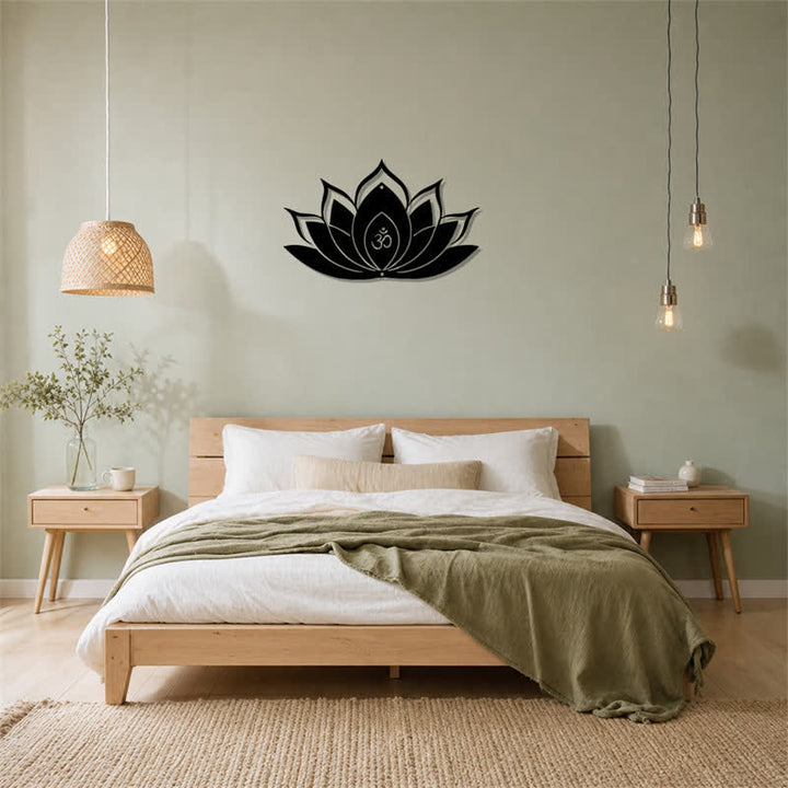 Buddha Stones Lotus OM, symbole zen de pleine conscience, silhouette en fer, art mural chargé de sens - image 13