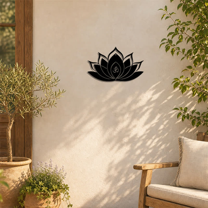 Buddha Stones Lotus OM, symbole zen de pleine conscience, silhouette en fer, art mural chargé de sens - image 5