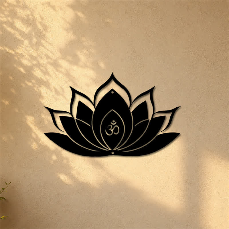 Buddha Stones Lotus OM, symbole zen de pleine conscience, silhouette en fer, art mural chargé de sens - image 14