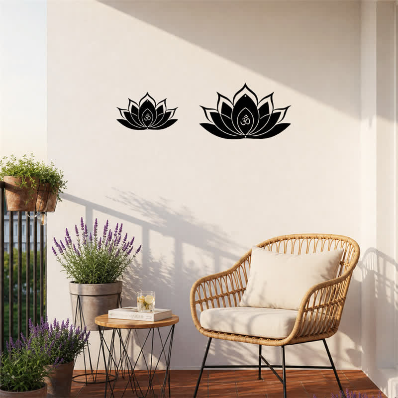 Buddha Stones Lotus OM, symbole zen de pleine conscience, silhouette en fer, art mural chargé de sens - image 2