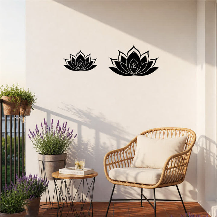 Buddha Stones Lotus OM, symbole zen de pleine conscience, silhouette en fer, art mural chargé de sens - image 2