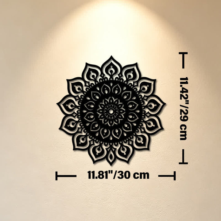 Buddha Stones Décoration murale mandala rond découpé, symbole de pleine conscience en fer et métal. - Environ 30 cm x 29 cm x 0,1 cm / 11,81 po x 11,42 po x 0,04 po - image 4