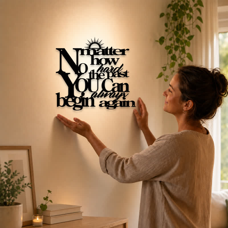 Buddha Stones Décoration murale en métal fer mat, découpée au laser, avec citation inspirante et symboles significatifs, inspirée par les rayons du soleil - image 1
