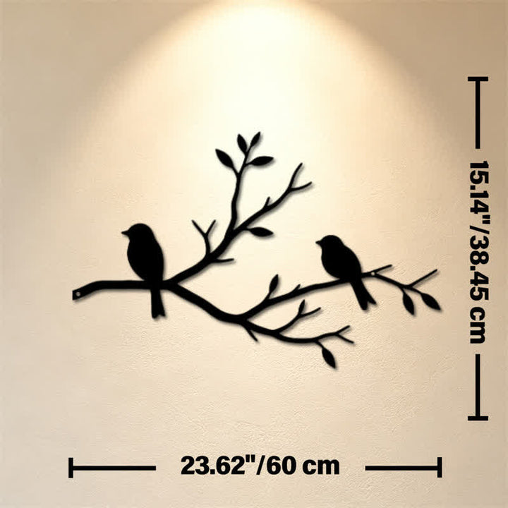 Buddha Stones Décoration murale en fer forgé représentant deux oiseaux noirs sur une branche, symboles significatifs - Dimensions approximatives : 60 cm x 38,45 cm x 0,12 cm / 23,62 po x 15,14 po x 0,05 po - image 10
