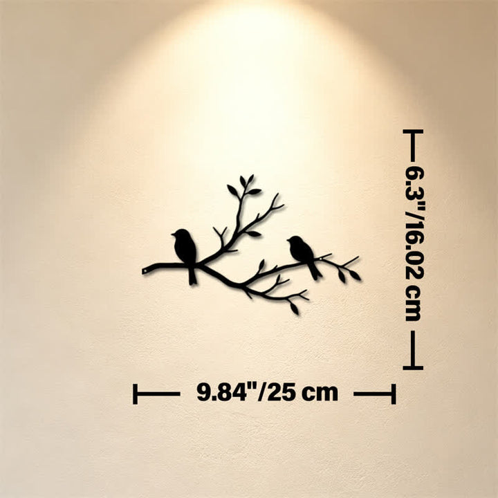Buddha Stones Décoration murale en fer forgé représentant deux oiseaux noirs sur une branche, symboles significatifs - Dimensions approximatives : 25 cm x 16,02 cm x 0,1 cm / 9,84 po x 6,31 po x 0,04 po - image 2