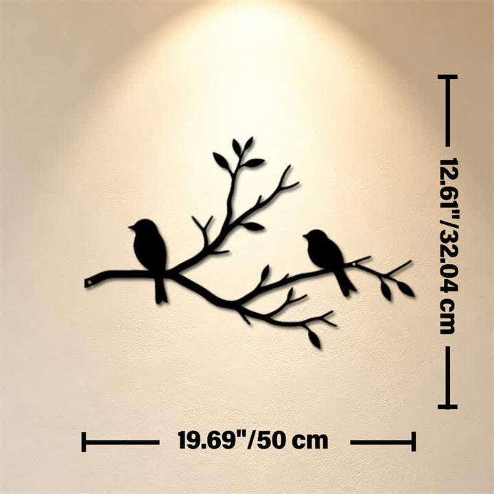 Buddha Stones Décoration murale en fer forgé représentant deux oiseaux noirs sur une branche, symboles significatifs - Dimensions approximatives : 50 cm x 32,04 cm x 0,12 cm / 19,69 po x 12,61 po x 0,05 po - image 8