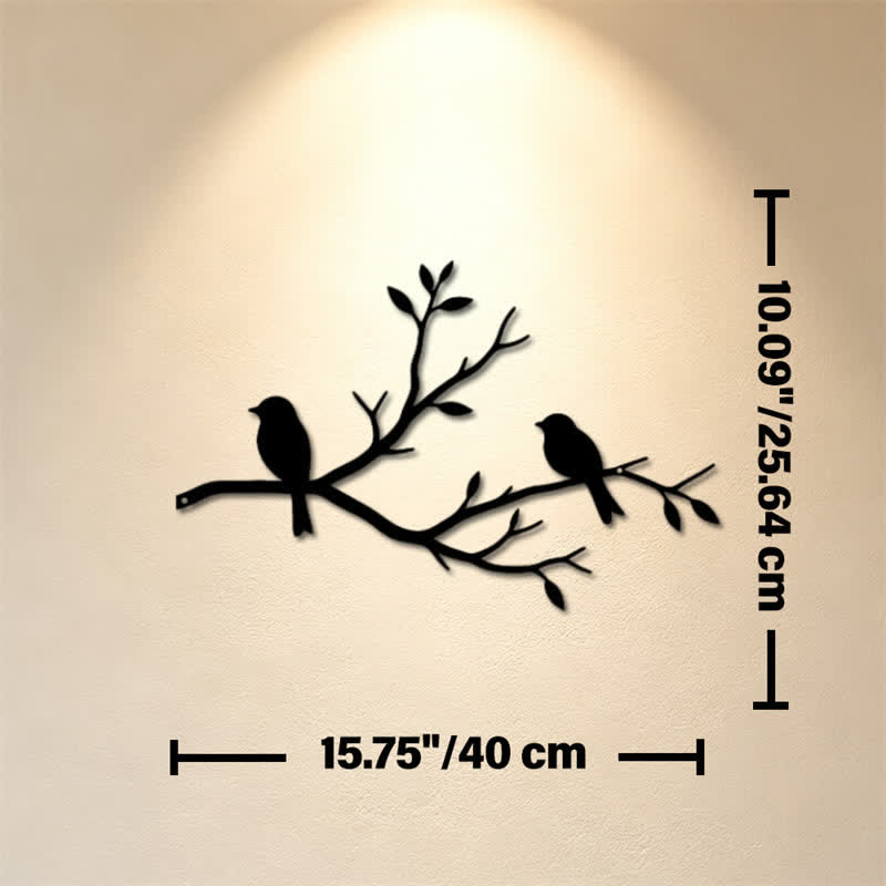 Buddha Stones Décoration murale en fer forgé représentant deux oiseaux noirs sur une branche, symboles significatifs - Dimensions approximatives : 40 cm x 25,64 cm x 0,1 cm / 15,75 po x 10,09 po x 0,04 po - image 7