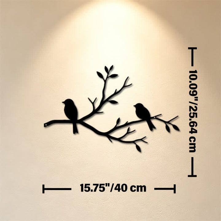 Buddha Stones Décoration murale en fer forgé représentant deux oiseaux noirs sur une branche, symboles significatifs - Dimensions approximatives : 40 cm x 25,64 cm x 0,1 cm / 15,75 po x 10,09 po x 0,04 po - image 7