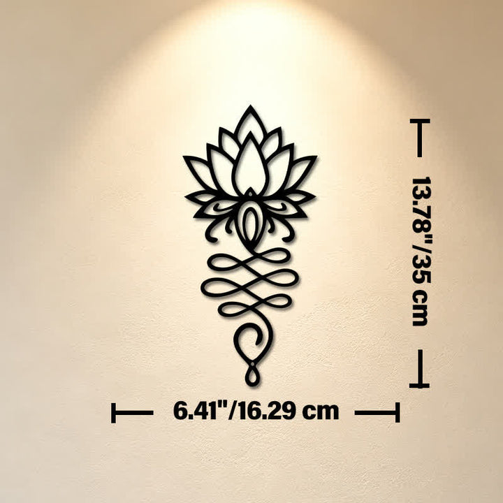 Buddha Stones Lotus noir mat, symbole de l'illumination, fer, métal, décoration murale - Dimensions approximatives : 16,29 cm x 35 cm x 0,1 cm / 6,41 po x 13,78 po x 0,04 po - image 6