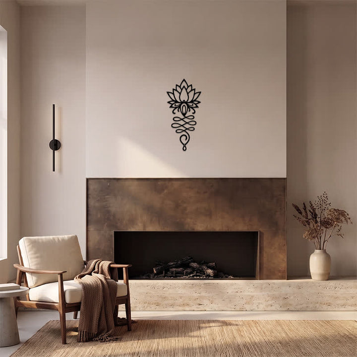 Buddha Stones Lotus noir mat, symbole de l'illumination, fer, métal, décoration murale - image 11