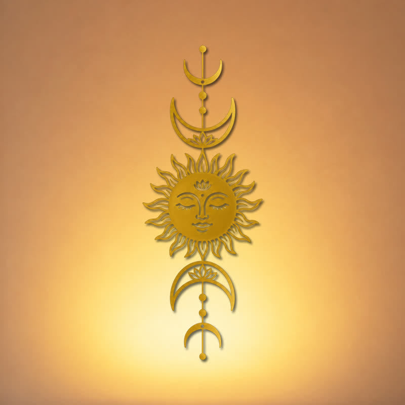 Buddha Stones Tableau mural Boho Soleil et Lune Lotus Intuition Fer Symboles Significatifs - image 12