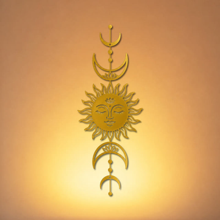 Buddha Stones Tableau mural Boho Soleil et Lune Lotus Intuition Fer Symboles Significatifs - image 12