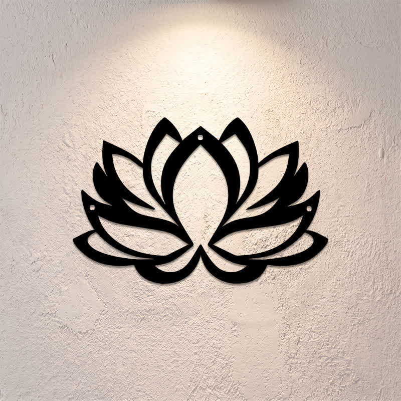 Buddha Stones Art mural en métal noir, lotus, illumination, zen, fer, métal, symboles significatifs - image 0