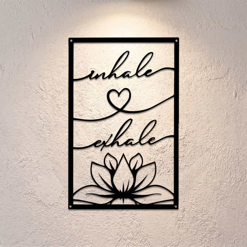 Buddha Stones Inspirer Expirer Lotus Zen Fer Métal Symboles Significatifs Art Mural - image 0