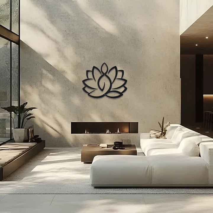 Buddha Stones Art mural en métal noir, lotus, illumination, fer, symboles significatifs - image 13
