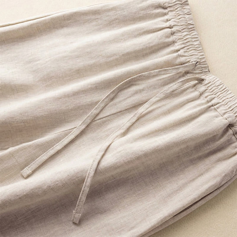 Pantalon large pour femme avec cordon de serrage et poches, orné de broderies bohèmes et de Buddha Stones - image 1