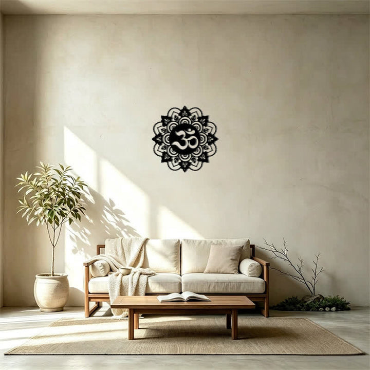 Buddha Stones Mandala OM sacré de pleine conscience, décoration murale ronde en fer forgé - image 14